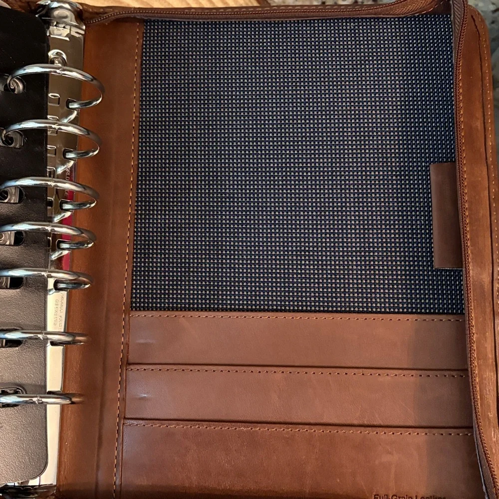 EUC Franklin Covey Large Planner/Organizer Brown Full Grain Leather Full Zip